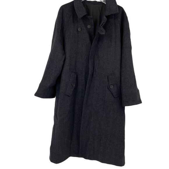 Gentle Herd Wool Coat Womens Size M Dark Gray Fully Lined Hidden Buttons - Picture 1 of 9